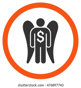 Angel Investor vector bicolor rounded icon. Image style is a flat icon symbol inside a circle, orange and gray colors, white background.
