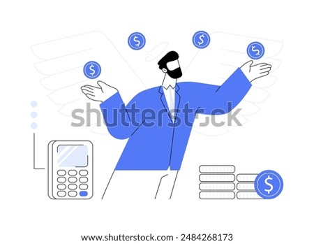 Angel Investors abstract concept vector illustration. Person investing in startup, raising money, venture funding, business strategy, provide financial help, investment process abstract metaphor.