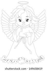angel isolated on white background Coloring page