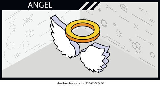 Angel isometric design icon. Vector web illustration. 3d colorful concept