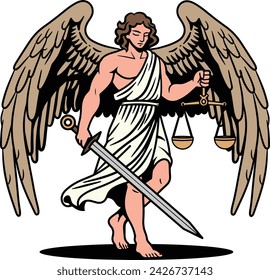 angel of justice with a scale