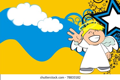 angel kid cartoon background in vector format