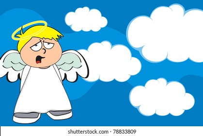 angel kid cartoon background in vector format
