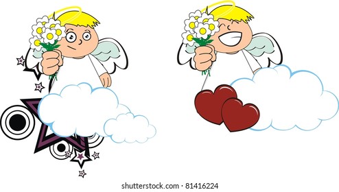 angel kid cartoon copysapce in vector format