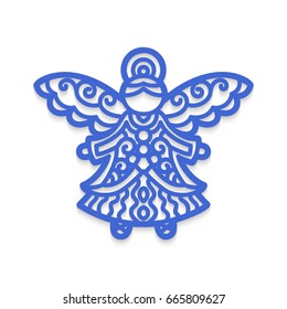 Angel laser cutting. Christmas tree decoration. Laser Cutting template for greeting card envelope wedding invitation, save the date menu rsvp Christmas. Cutting file. Silhouette pattern. Die cut card.