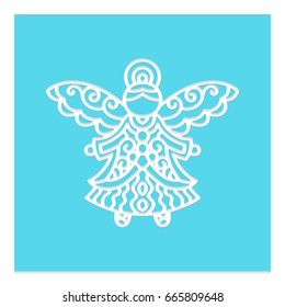 Angel laser cutting. Christmas tree decoration. Laser Cutting template for greeting card envelope wedding invitation, save the date menu rsvp Christmas. Cutting file. Silhouette pattern. Die cut card.