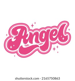 Angel - lettering hand-drawn. It can be used for T-shirts, stickers, greeting cards. The illustration is carefully digitized and ready for use. Vector illustration.