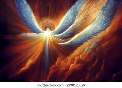 Angel light in the dark wings abstraction background