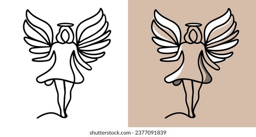 Angel line art drawing