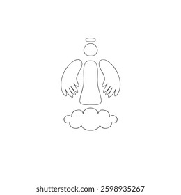 Angel line art - Minimalist guardian angel drawing
