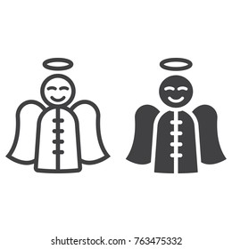Angel line and glyph icon, New year and Christmas, xmas sign vector graphics, a linear pattern on a white background, eps 10.