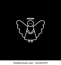 Angel Line Icon On Black Background