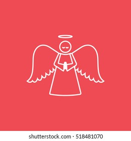 Angel Line Icon On Red Background