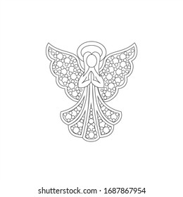 Angel Line Icon vector  illustration or pendant jewelry drawing outline eps10