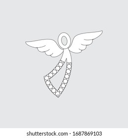 Angel Line Icon vector  illustration or pendant jewelry drawing outline eps10