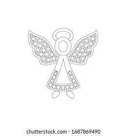 Dibujo vectorial de icono de línea Ángel o contorno de dibujo de joyas inclinadas10