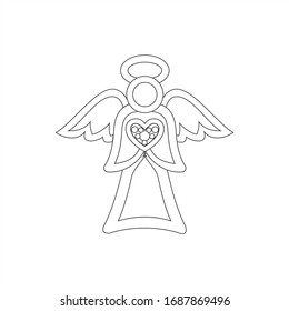 Angel Line Icon vector  illustration or pendant jewelry drawing outline eps10