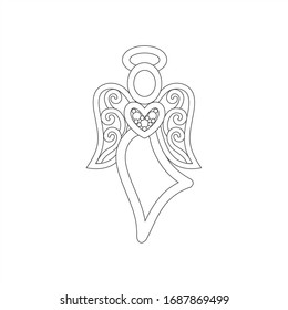 Angel Line Icon vector  illustration or pendant jewelry drawing outline eps10