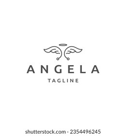 Angel line logo design template flat vector