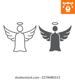 Angel line   solid icon  outline style icon for web site mobile app  holiday   easter  holy angel vector icon  simple vector illustration  vector graphics and editable strokes 