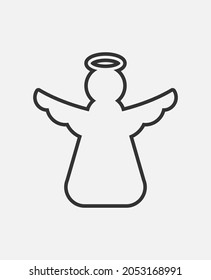 Angel line vector icon isolated on white background.