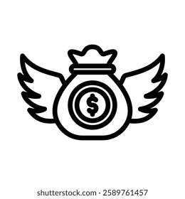 Angel Line Vector Illustration On White Background.