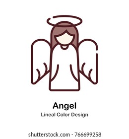 Angel Lineal Color Vector Illustration
