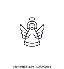 Angel linear icon concept. Angel line vector sign, symbol, illustration.