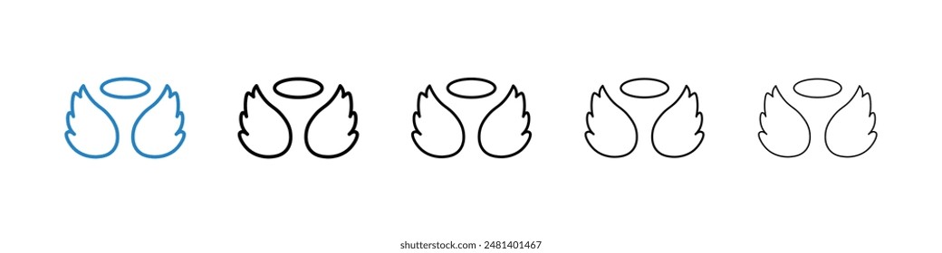 Angel liner icon vector set.