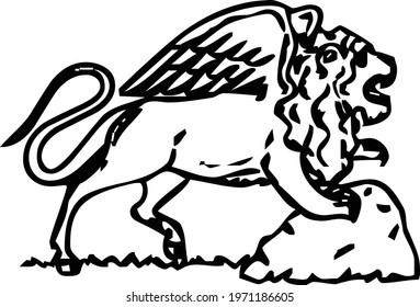 angel lion drawing vector design