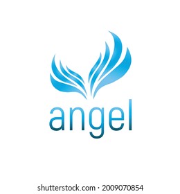 Blaue Flügel mit Angel-Logo