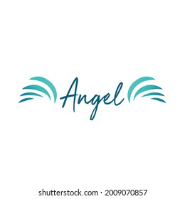 Blaue Flügel mit Angel-Logo