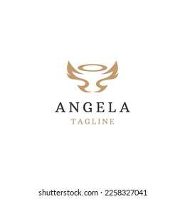 Concepto del logo de Angel. Plantilla vectorial de diseño de icono plano