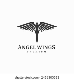 Ilustración de diseño del logotipo del ángel con alas para el premio 3