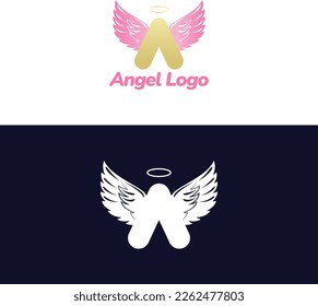 Angel logo, A letter logo template