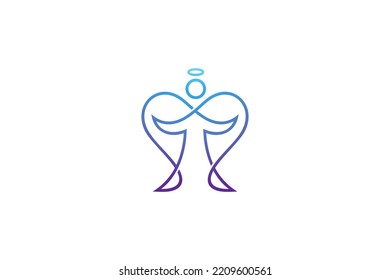 Angel logo with minimalist line logo design style