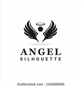 Angel Logo Silhouette Vector Illustration Design Template