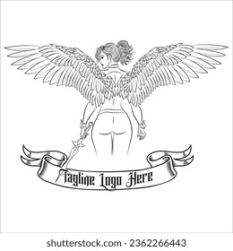 Angel logo with wings, vector illustration