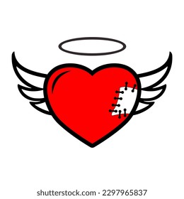 Angel Love 2 Patch V69 Patch Streetwear, Urban Design Red and White Colors Patch Commercial Use