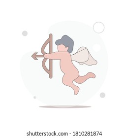 angel of love with bow vector flat illustration on white