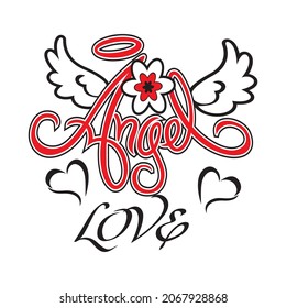 angel love vector illustration editable - romance quotes 