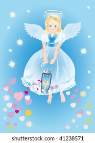 Angel with a magic lamp which sets fire senses and does all kinder