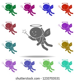 angel with a magic wand icon. Elements of Angel and demon in multi color style icons. Simple icon for websites, web design, mobile app, info graphics