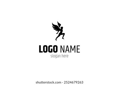 Logotipo del hombre del ángel con estilo plano del diseño