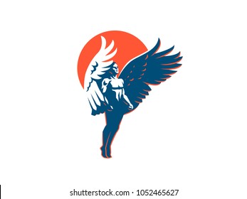 Angel Man. Vector Emblem.