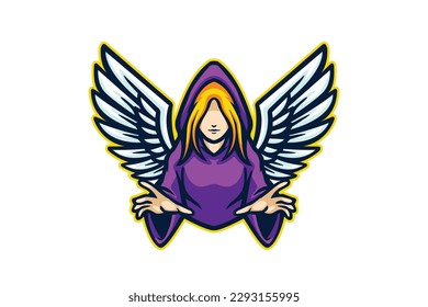 Angel mascot cartoon sports logo illustration vector