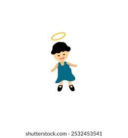 angel minimalistic Christmas symbol line icon black on white background. Christmas Angel Colored Vector Icon