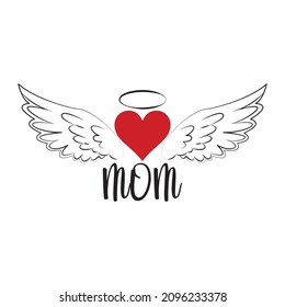 Angel mom hand drawn beautiful memory phrase