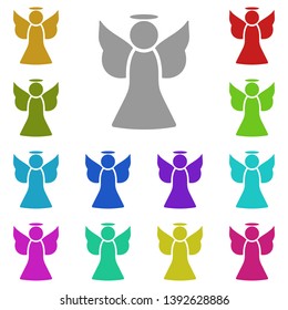 Angel multi color icon. Simple glyph, flat vector of Christmas joy icons for UI and UX, website or mobile application