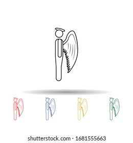 Ángel, icono multicolor. Línea delgada simple, contorno vector de ángel y demonios para ui y ux, sitio web o aplicación móvil